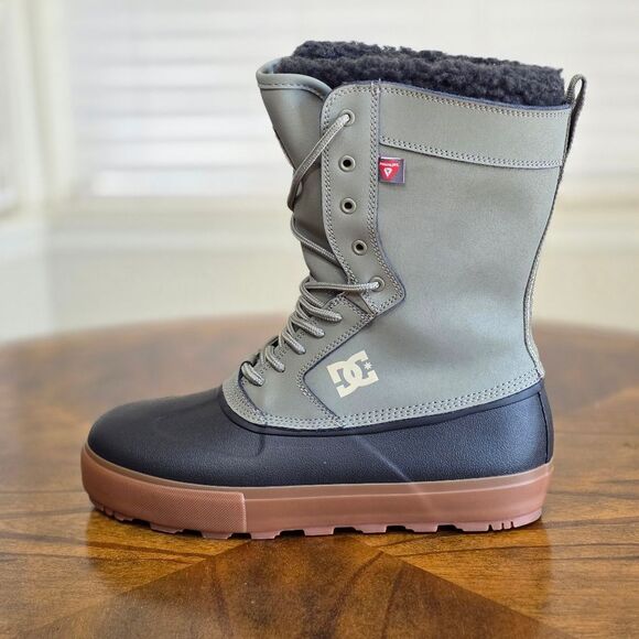 DC Reach Snow Boots Grey Black Men's Size 9 Primaloft Fur Insulated Lace-Up New - Picture 6 of 15